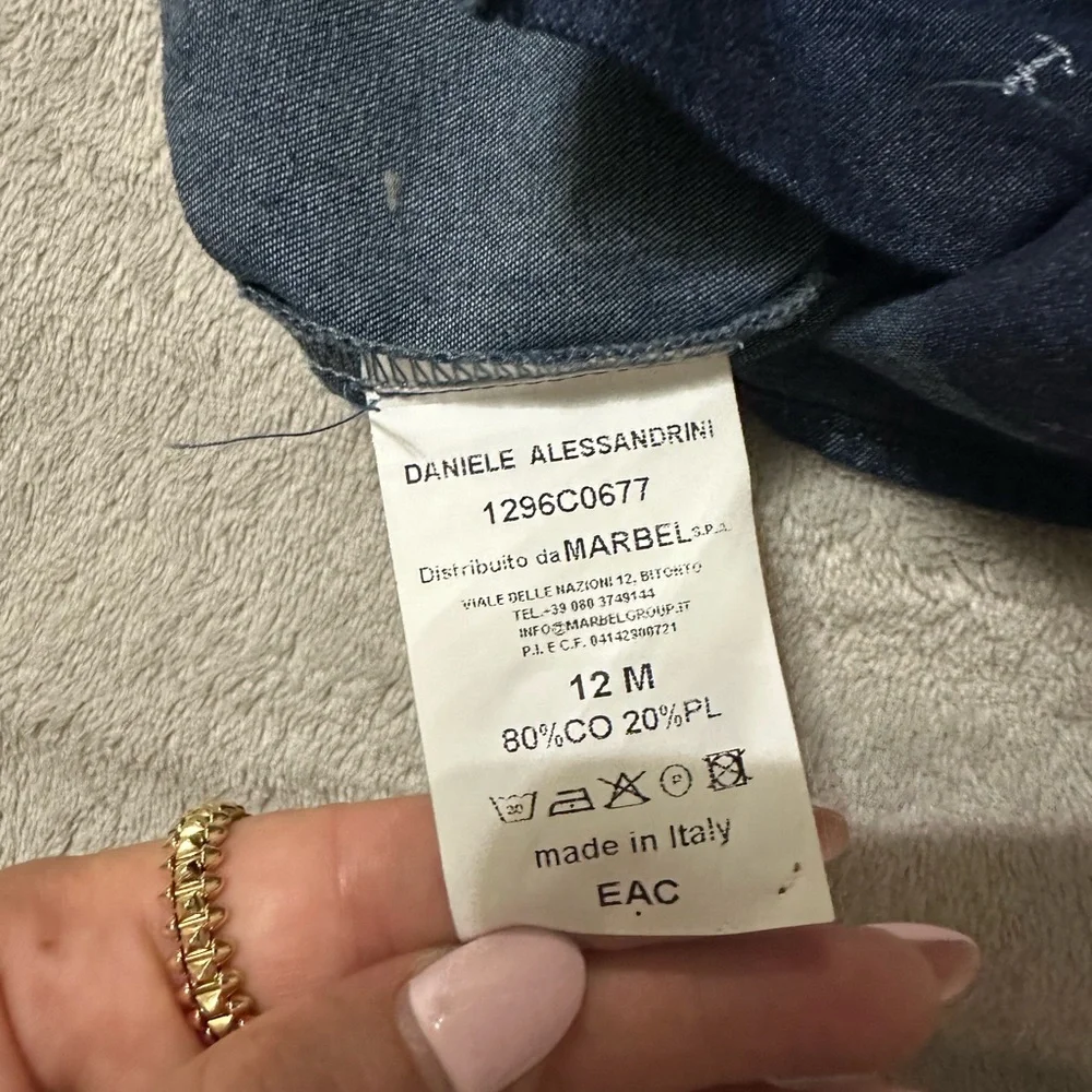 Daniele Alessandrini Blue Button Down Shirt Nautical Design nwt - Picture 7 of 7